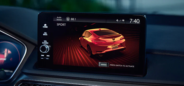 Interior de Acura Integra 2026 con el modo Sport del sistema dinámico integrado.