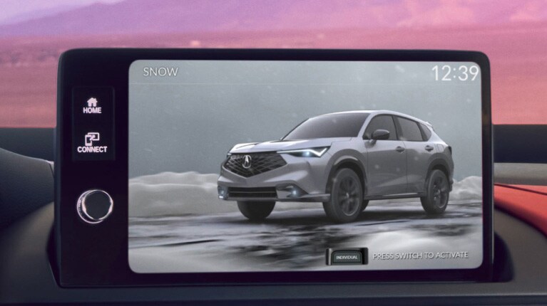Acura ADX 2026 con el sistema dinámico integrado en modo Snow.