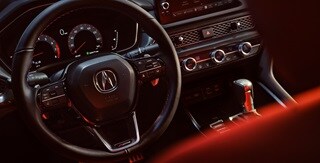 Detalle del volante del Integra 2023 Detalle del volante del Integra 2023
