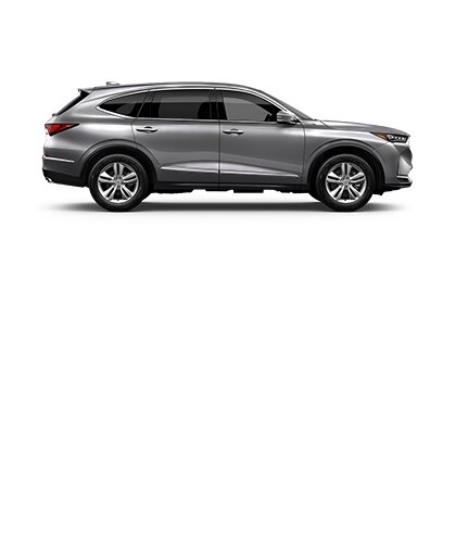 Se muestra la Acura MDX en Solar Silver Metallic, vista lateral.