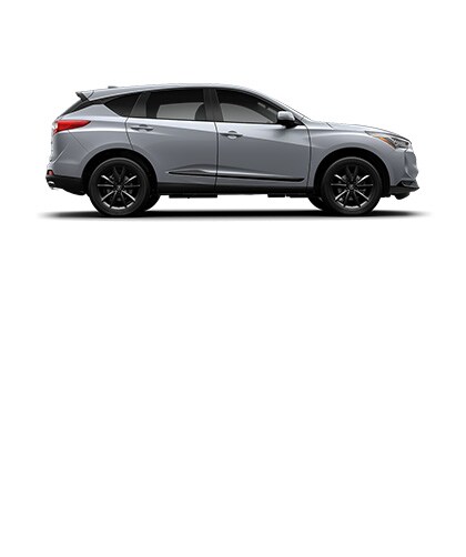 Se muestra la Acura RDX en Solar Silver Metallic, vista lateral.