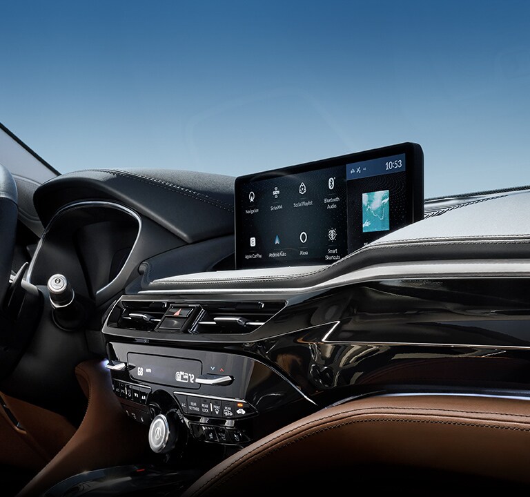 Primer plano de la pantalla central de alta definición de la Acura MDX 2022
