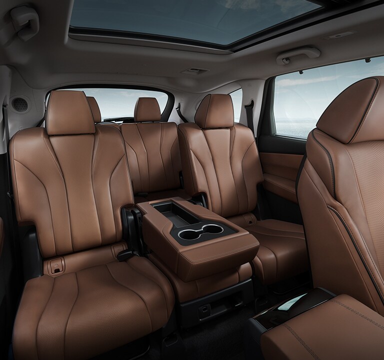 Tercera fila de asientos de la Acura MDX 2022 con Paquete Avanzado en color Espresso