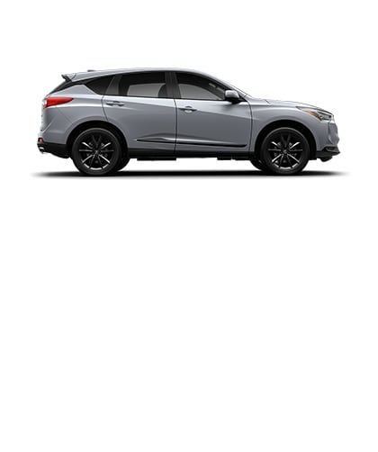 Se muestra la Acura RDX en Solar Silver Metallic, vista lateral.