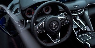 Volante con base plana tapizado en cuero inspirado en el NSX disponible en el TLX 2022 Volante con base plana tapizado en cuero inspirado en el NSX disponible en el TLX 2022