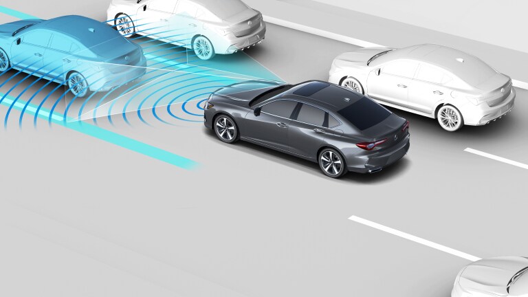CGI del Acura TLX 2025 con asistencia para embotellamientos.