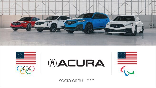 Acura se enorgullece de apoyar al equipo USA Bobsled/Skeleton. Se muestra la línea de vehículos de Acura.