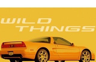 El NSX 1990 en amarillo debajo de las palabras "Wild Things".